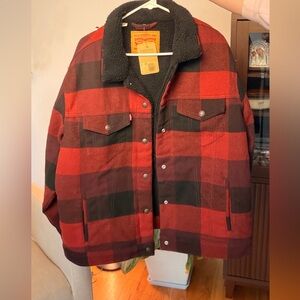 Levi's Men's Red and Black Checkered Jacket